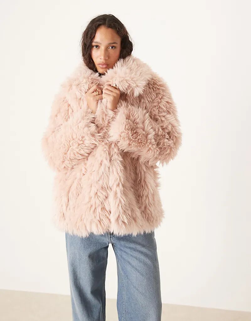 

Дубленка из искусственного меха ASOS DESIGN пыльно-розового цвета