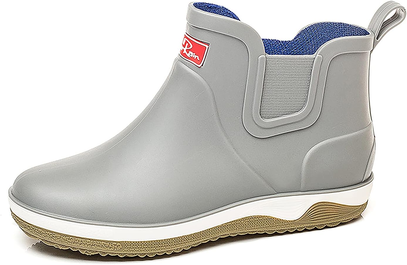 

Мужские водонепроницаемые ботинки до щиколотки Chelsea, слипон для сада и работы, обувь для дождя Quenloop, серый