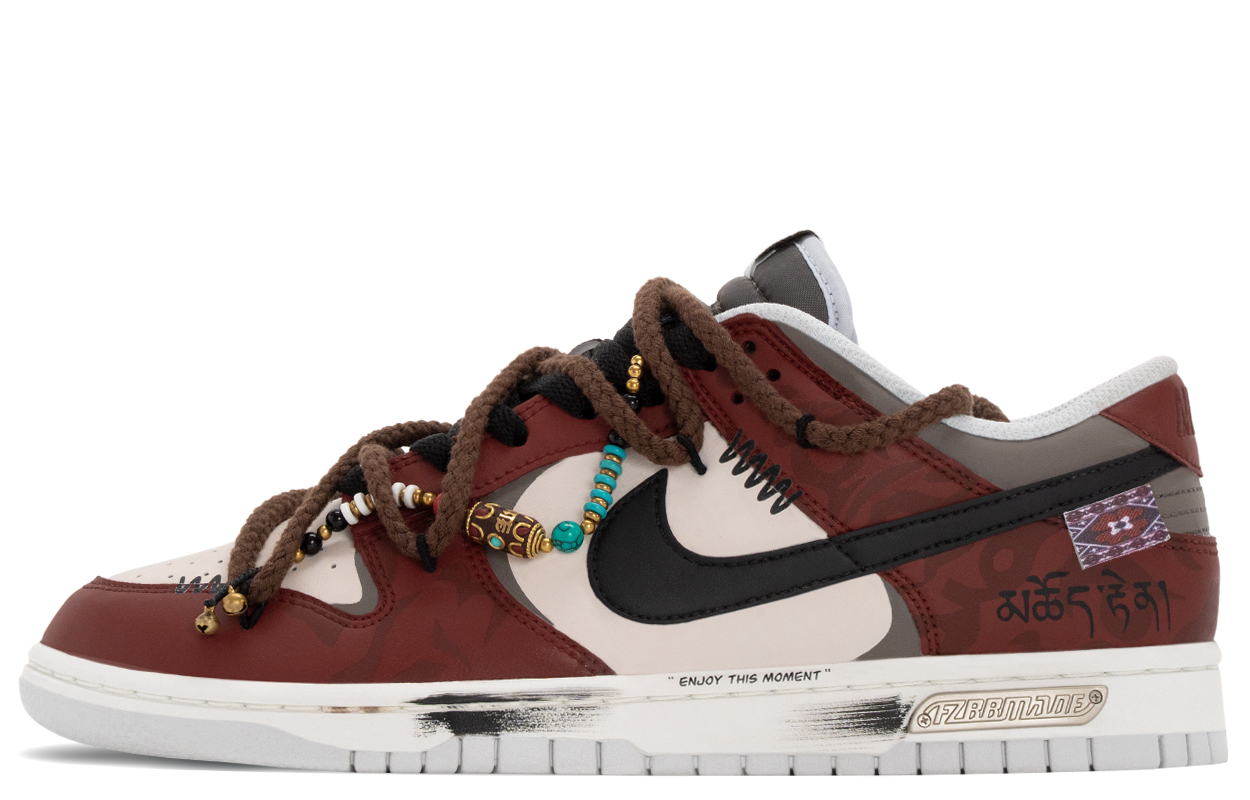 

Nike Кроссовки для скейтбординга Dunk Vintage, этнический стиль, звезда, устойчивые к истиранию и скольжению, низкие, мужские, черно-красные