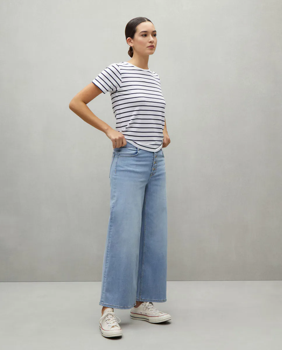 

Джинсовые брюки-кюлоты на пуговицах Easy Wear, нежно-синий