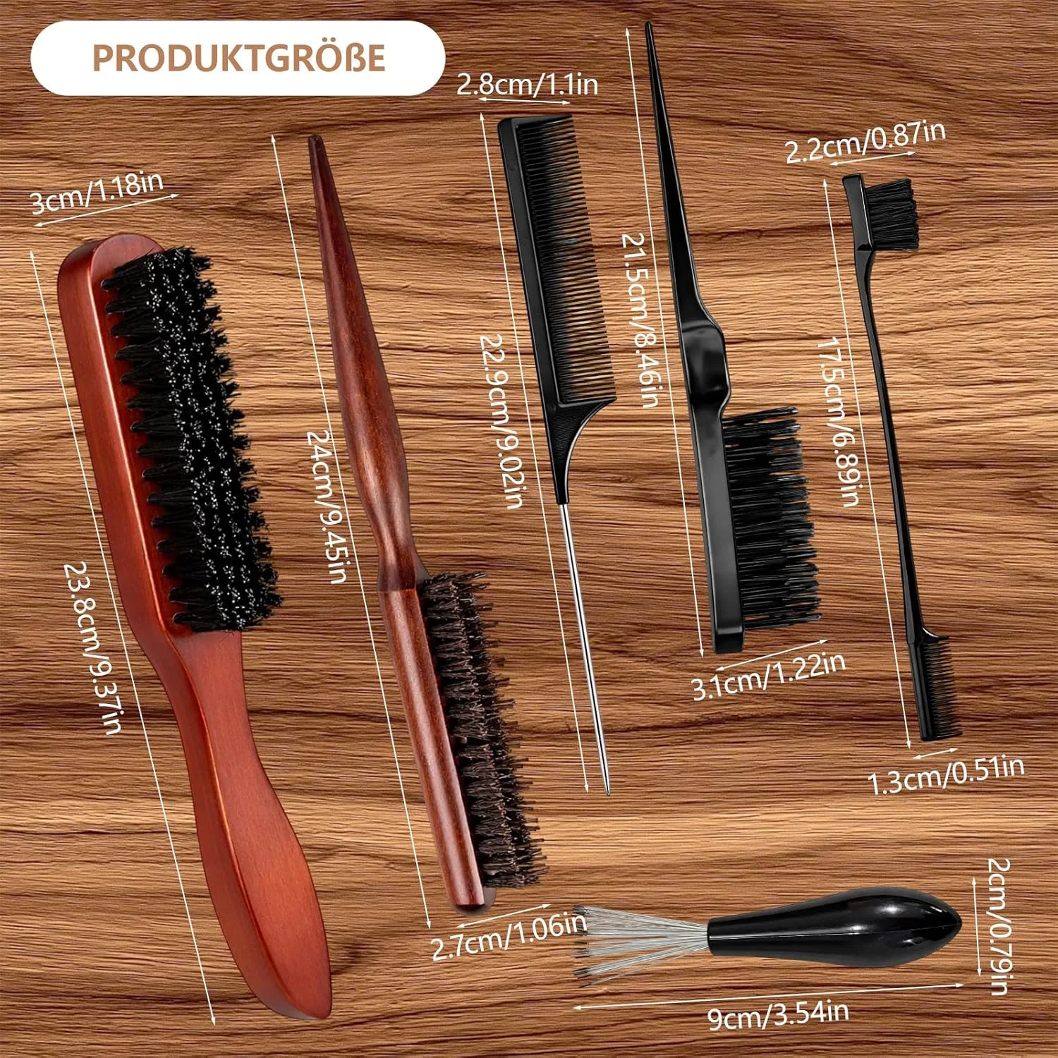 Набор из 6 щеток для укладки Sleek Brush с щетиной кабана Jazrvr — фото 2