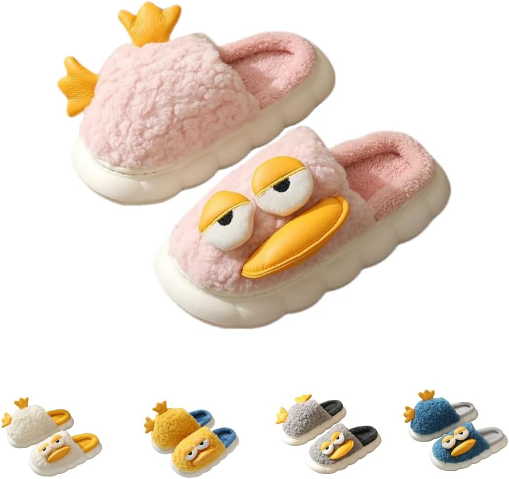 

Мягкие плюшевые тапочки «Милая уточка» для женщин и мужчин, удобные и теплые, пушистые домашние тапочки для улицы и дома, с нескользящей подошвой Generic, розовый