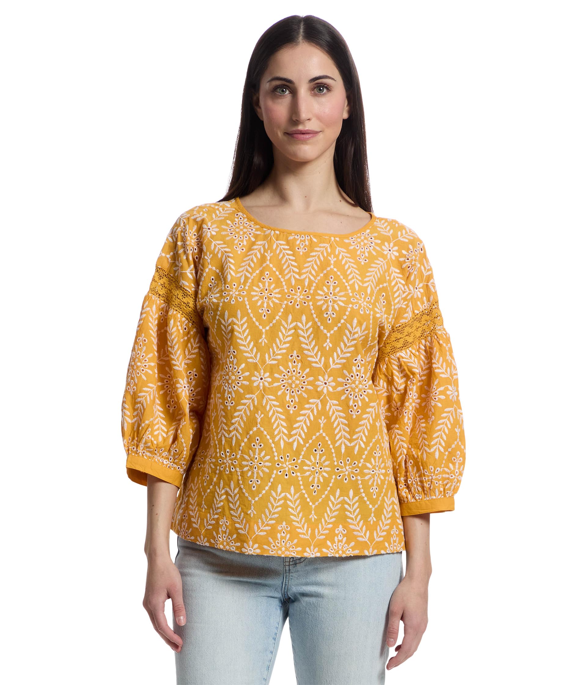 

Топ Mod-o-doc 3/4 Sleeve Easy Boho Top, Golden Sun