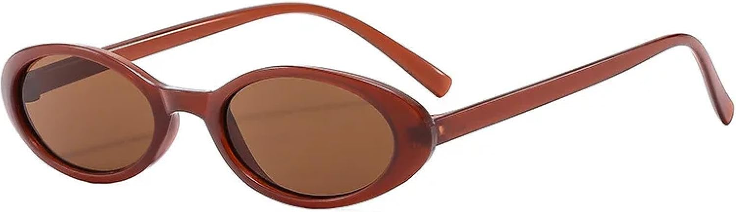 

Маленькие овальные солнцезащитные очки для женщин и мужчин, модные, винтажные, хип-хоп, «кошачий глаз», леопардовый принт, черный панк, защита от УФ-излучения UV400 VVTWSSW, Brown-brown