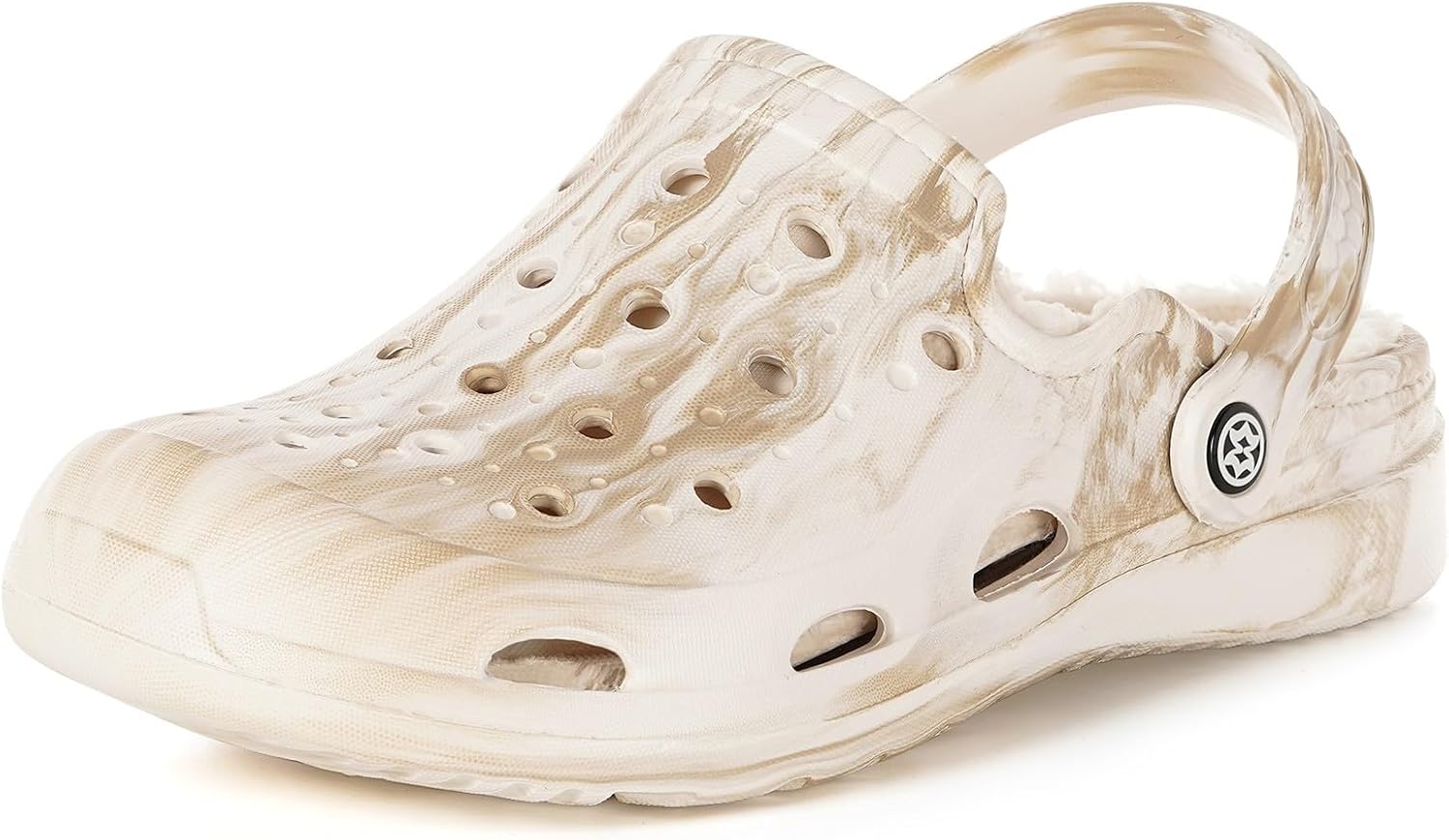 

Мужские и женские садовые сабо с подкладкой, унисекс, с меховой подкладкой, сандалии для садоводства на липучке, зимние домашние пушистые тапочки с поддержкой свода стопы Gaatpot, белый/хаки