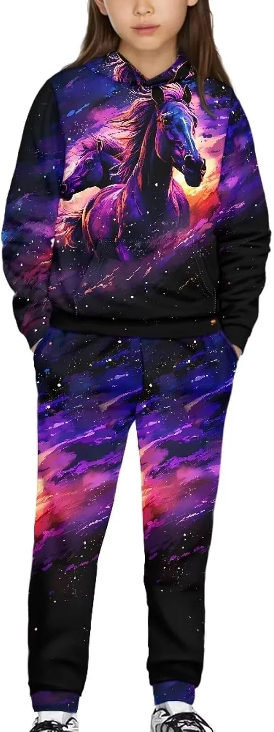 Детский спортивный костюм Galaxy Horse Printed, 2 предмета: худи и штаны, Galaxy Horse Printed