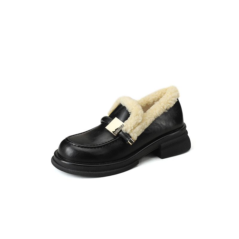 

Лоферы женские Bai Shiting, цвет Black Fleece-lined