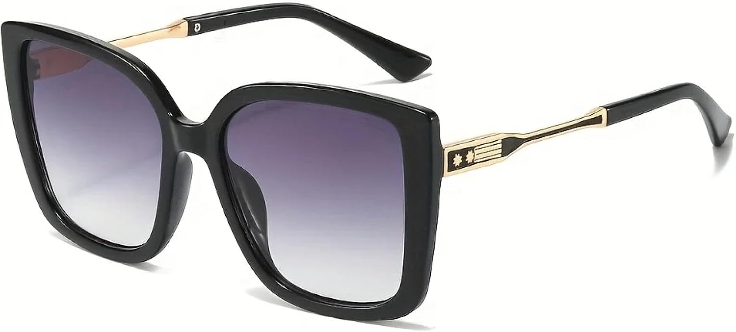 

Солнцезащитные очки с защитой UV400 | Линзы с широким градиентом, металлические петли | Для женщин и мужчин | Для занятий спортом на открытом воздухе и вождения DSVIGF, Black