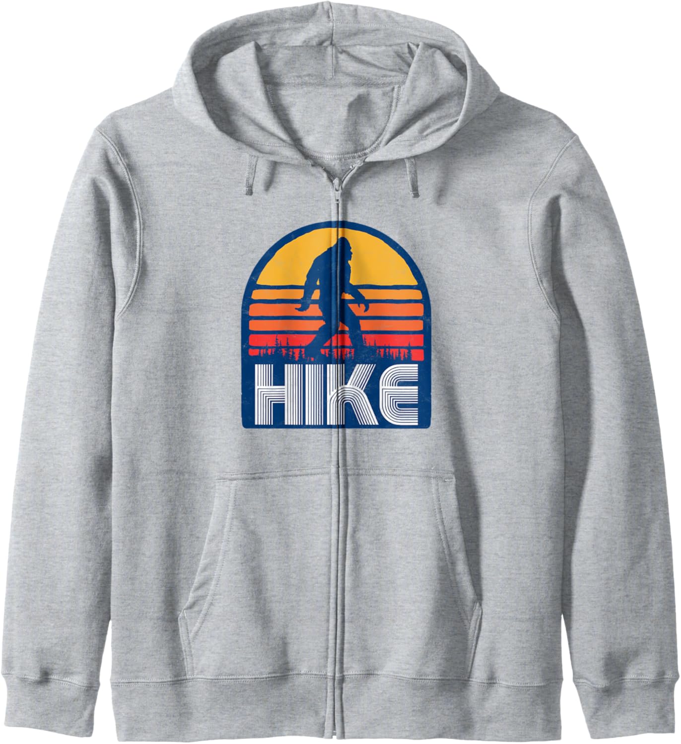 

HIKE - Ретро-худи на молнии с принтом Бигфута из 80-х Bigfoot Ufo Believer 2001 Tees, серый