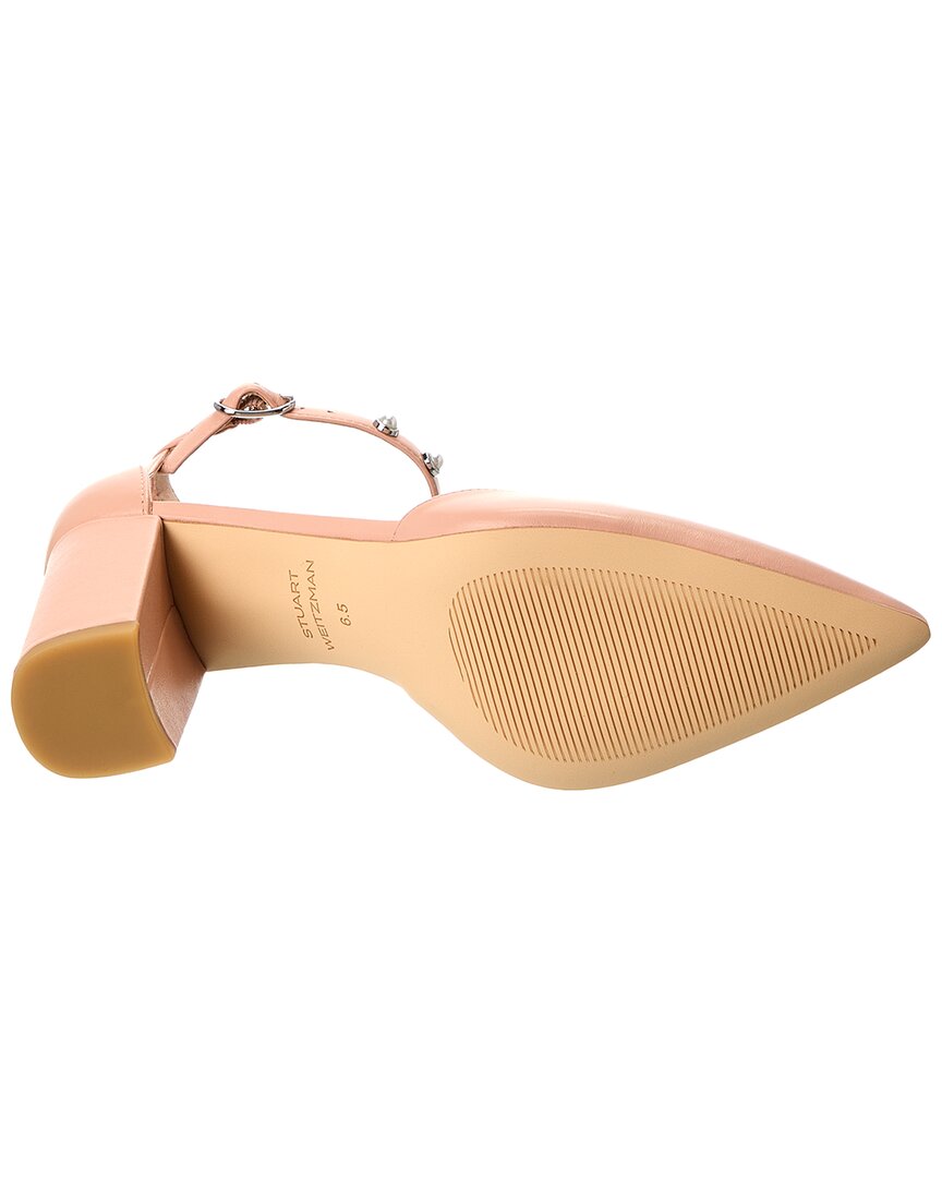 Стюарт Вайцман Pearl Strap Block 75 Кожаные туфли-лодочки Stuart Weitzman, розовый — фото 4