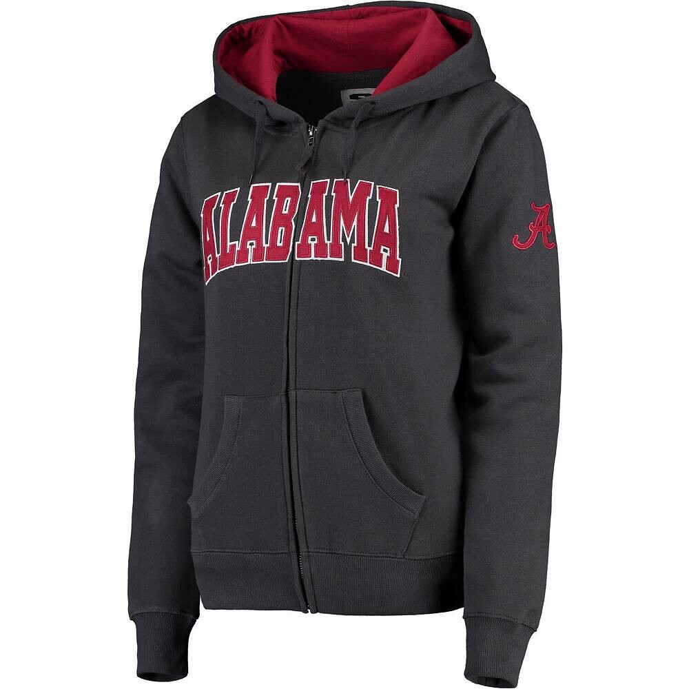 

Женская толстовка Stadium Athletic Charcoal Alabama Crimson Tide с арочным названием и молнией во всю длину Colosseum, цвет Ala Charco