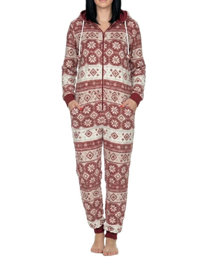 

NORMANN Пижамный комбинезон-комбинезон в норвежском стиле, кораллового цвета, красный