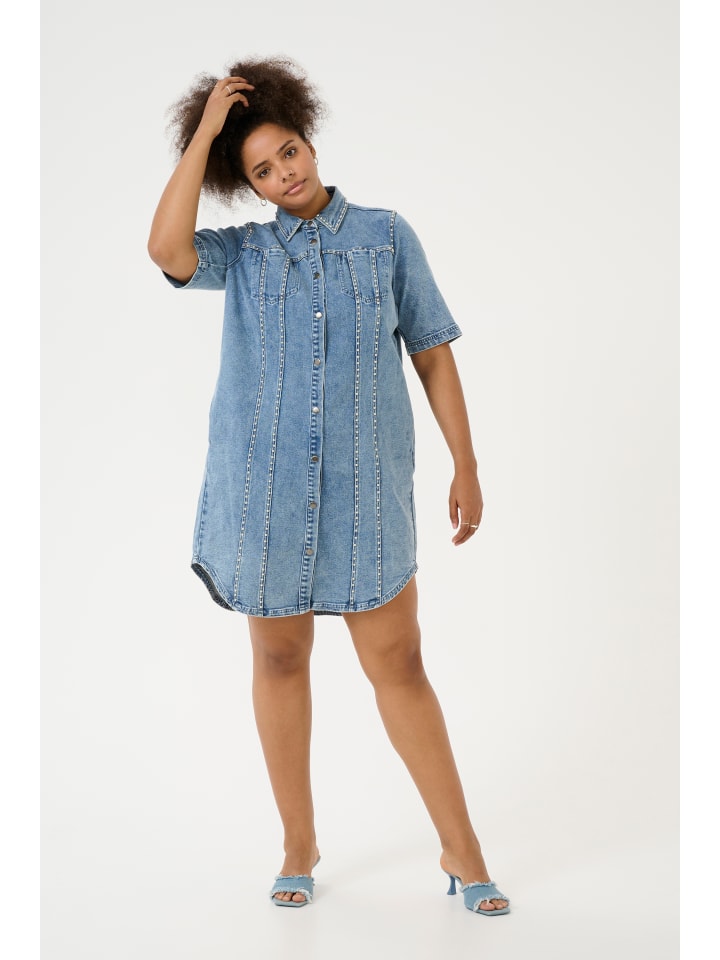 

KAFFE curve Джинсовое платье KCdarina прямого кроя, выцветший синий деним