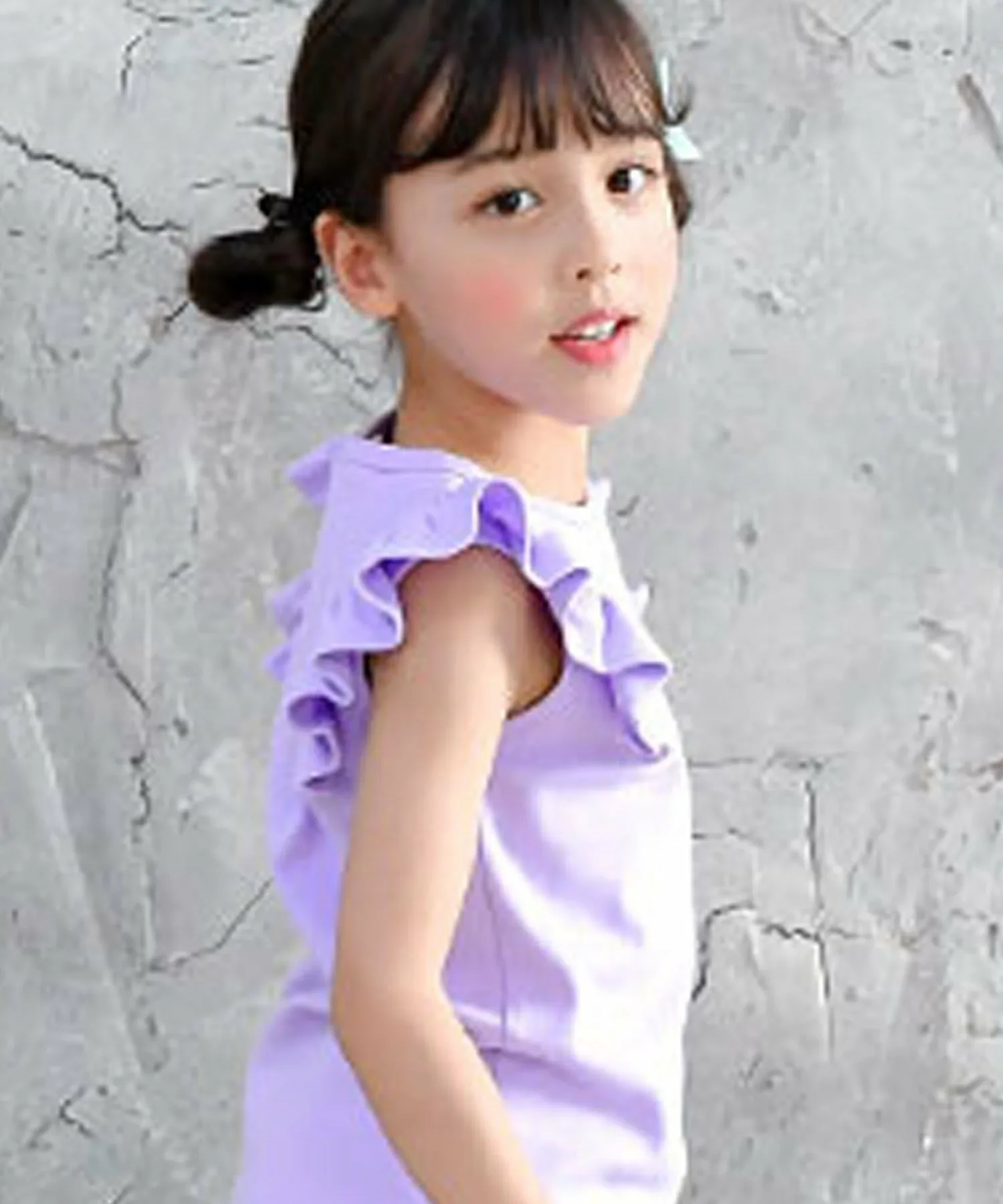 Топ в морском стиле с лентами и оборками, для девочек, Bee Bee, Sleeveless lavender with shoulder frills