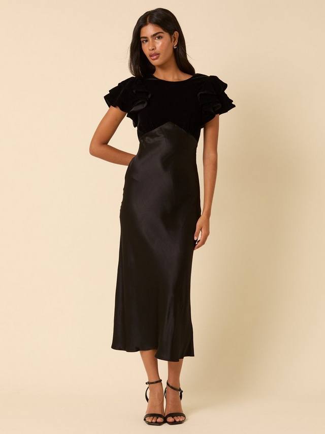 

Платье миди Lola из смесового вельвета Nobody's Child, Black