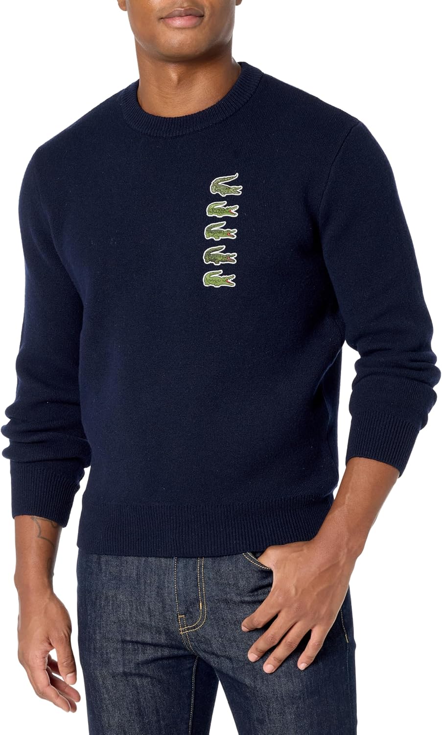 

Lacoste мужской свитер с длинным рукавом и круглым вырезом Stacked Timeline Croc, Abimes