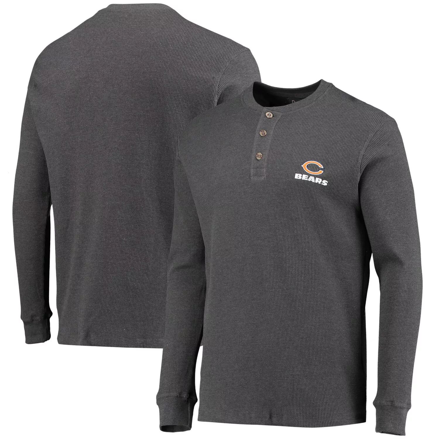 

Мужская футболка Dunbrooke Heathered Grey Chicago Bears Logo Maverick Thermal Henley с длинным рукавом