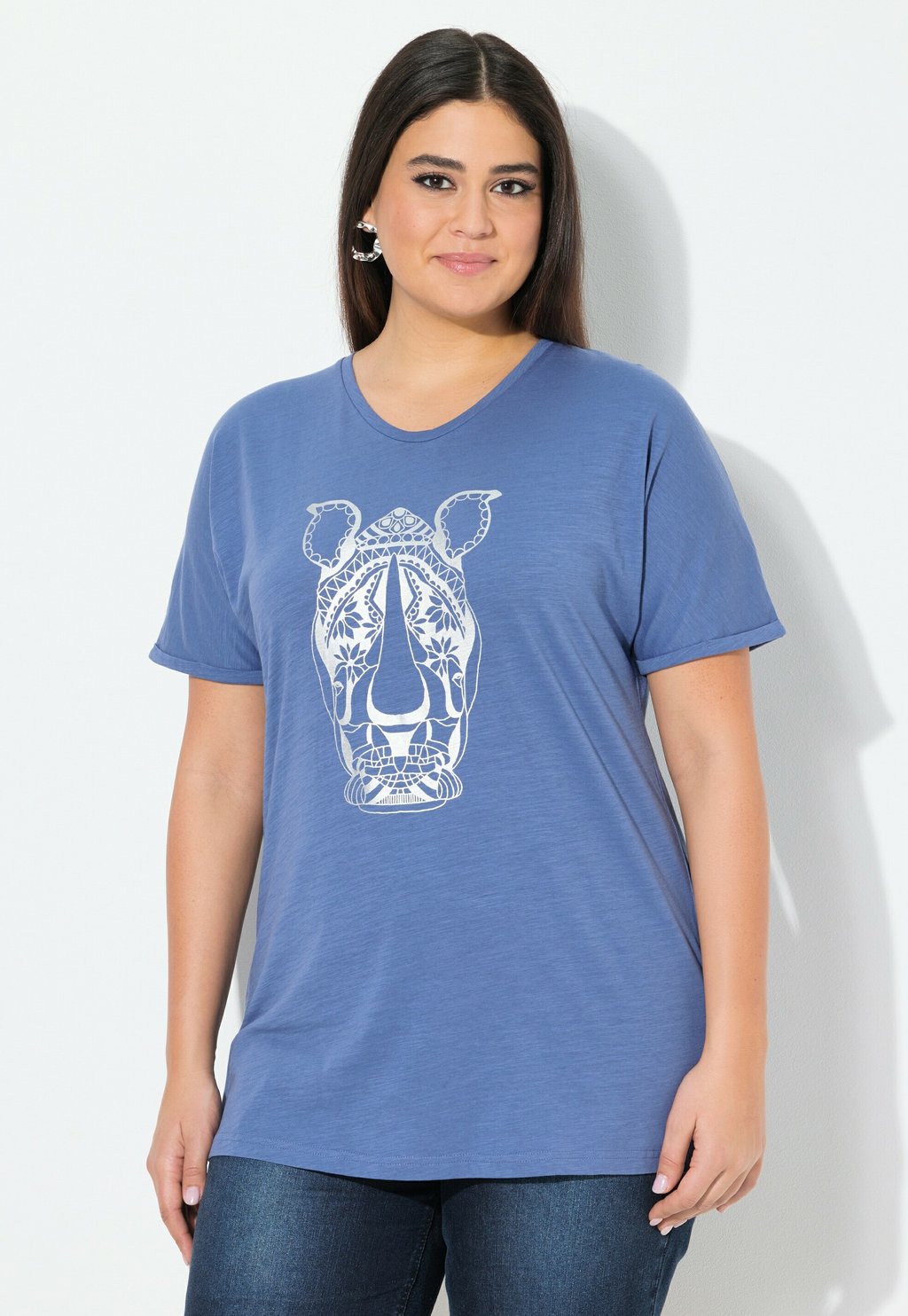 

Футболка с принтом MANDALA ANIMAL MOTIF SHORT SLEEVE Ulla Popken, синий