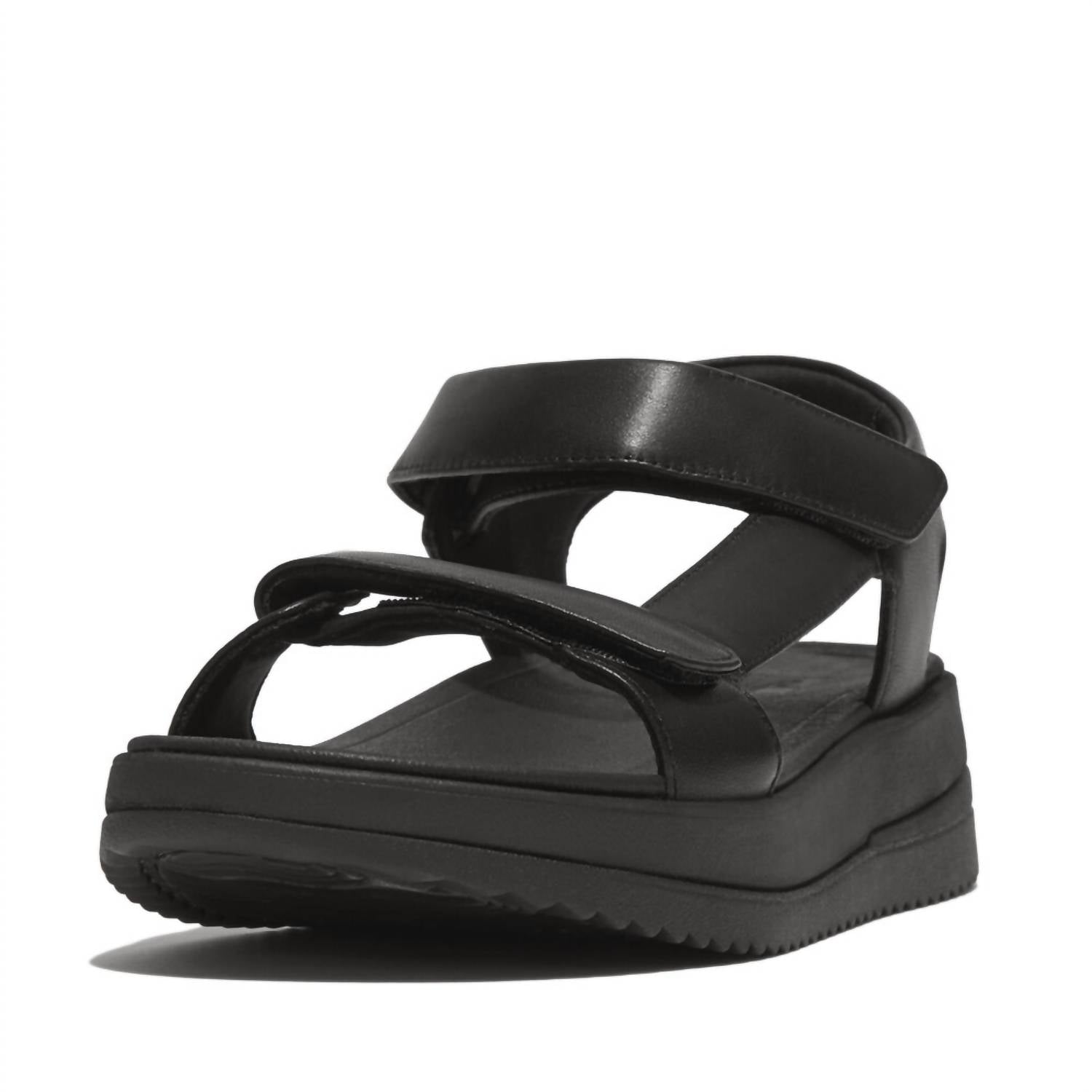 Женские регулируемые кожаные сандалии черные Fitflop