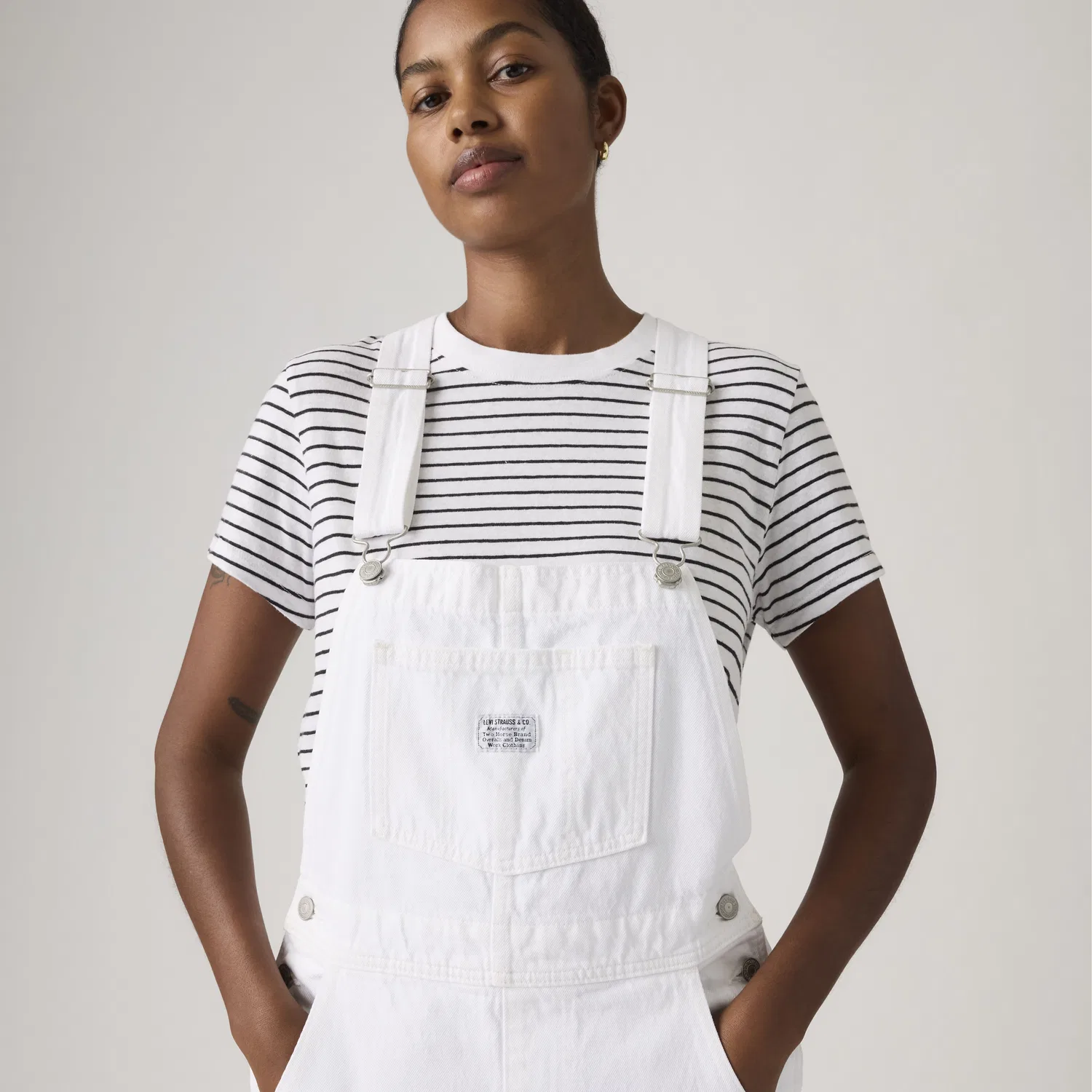 Винтажный джинсовый комбинезон Levi's, White — фото 2