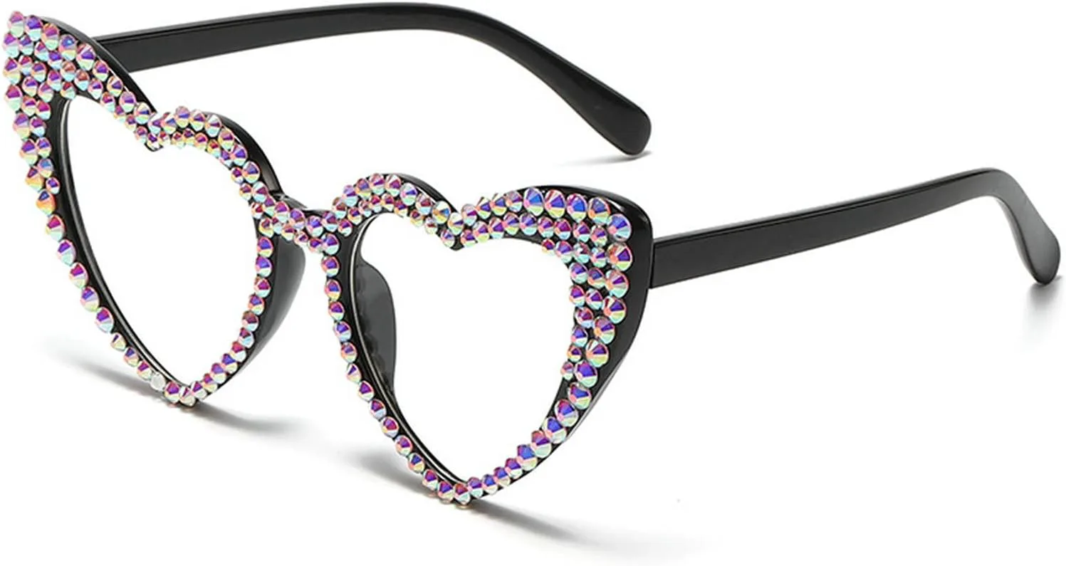 

Солнцезащитные очки COTIA Love Heart с блестящей бриллиантовой оправой, женские, в форме «кошачий глаз», роскошные, со стразами, милые, для вечеринок, White