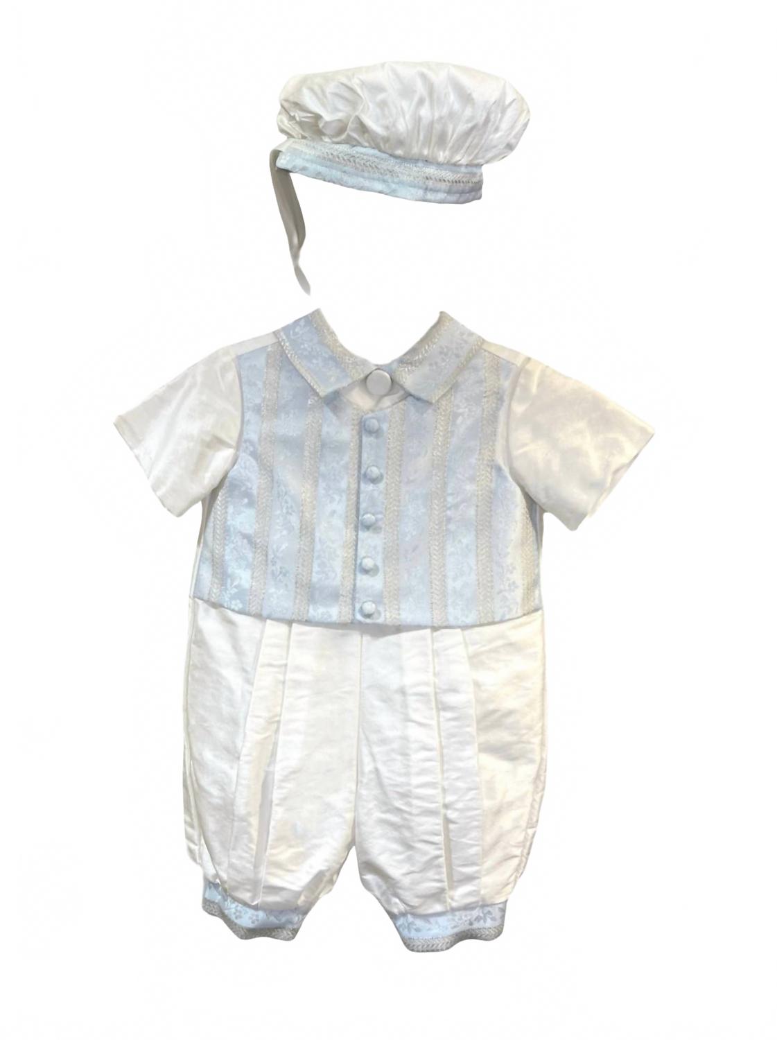 

Комбинезон для мальчика из двух частей, шелковые трусики с короткими рукавами, с деталями, на хлопковой подкладке, с шапочкой, цвет синий L'Pety Canar, синий