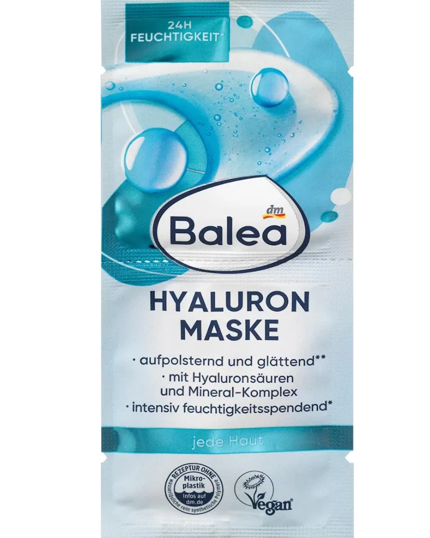 Набор Balea Hyaluronic Care: лосьон 200 мл, маска 16 мл, патчи для глаз 2 шт. + массажная щетка Balea Professional — фото 2