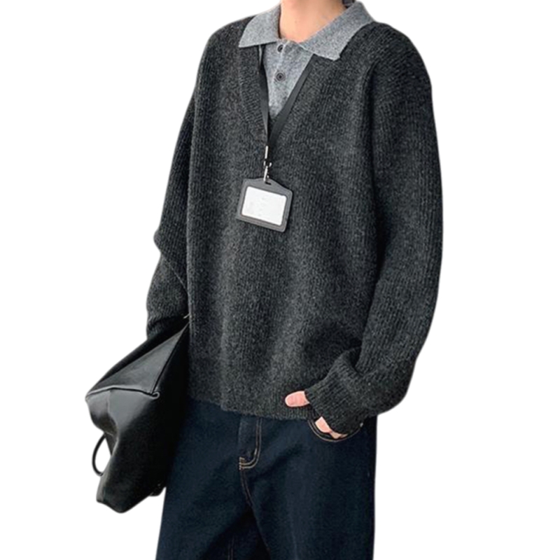 

Трикотажная водолазка Unisex с V-образным вырезом Moderate VanCamel, темно-серый[upgraded]