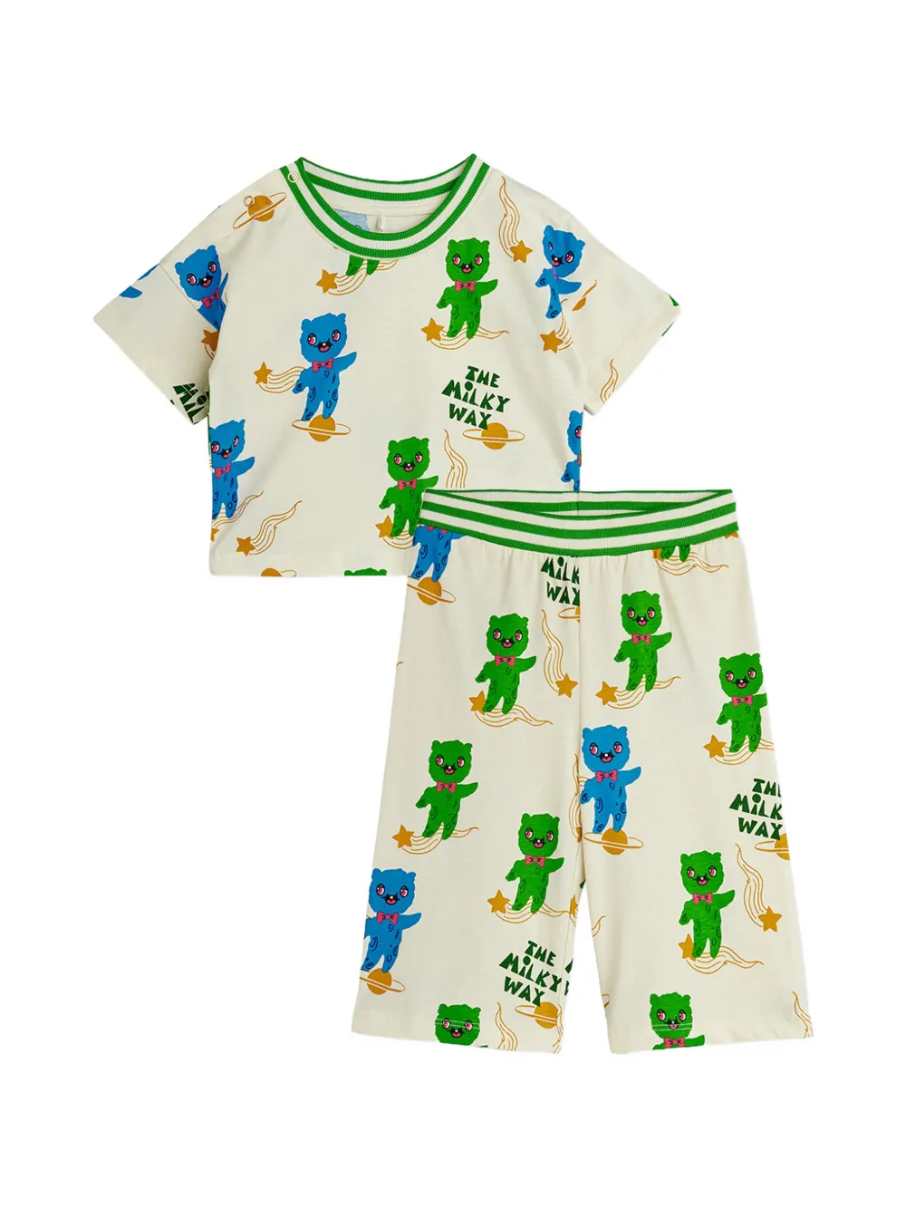 

Костюм с принтом планет (или комплект с принтом планет) Mini Rodini, бежевый