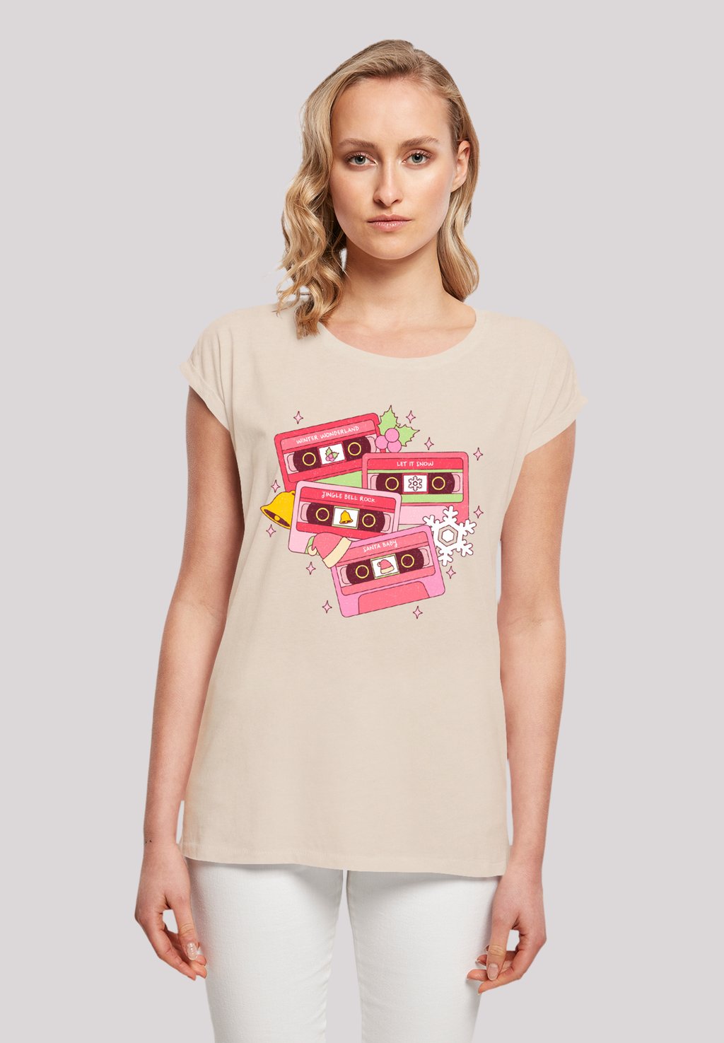 

Футболка с принтом WEIHNACHTEN RETRO SONG TAPES F4NT4STIC, песочный