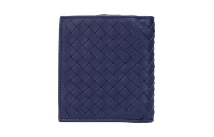 Bottega Veneta Миниатюрный мужской синий кошелёк из плетёной овчины — фото 3