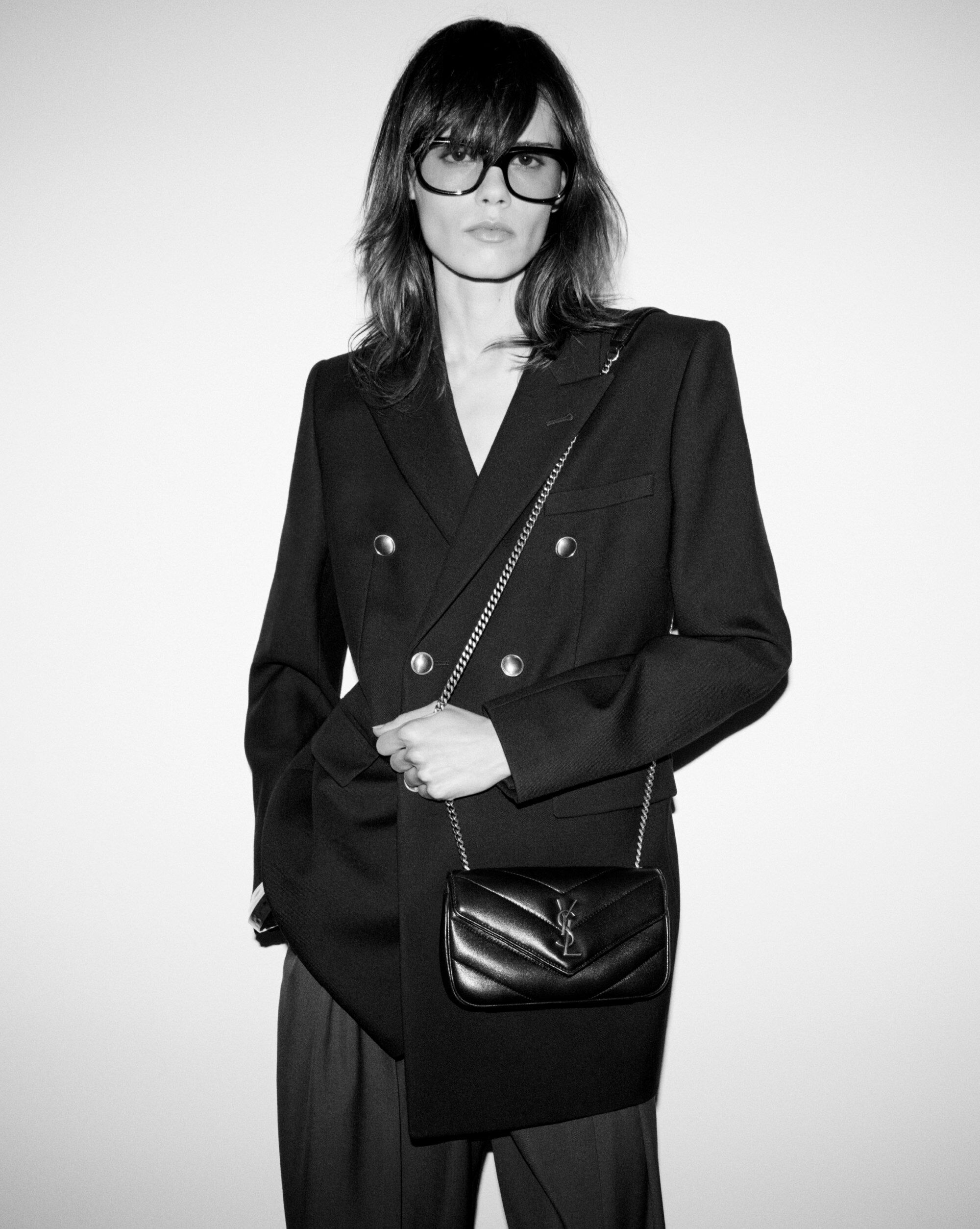 Мини-версия сумки LOULOU на цепочке Saint Laurent, серый/серебряный — фото 2