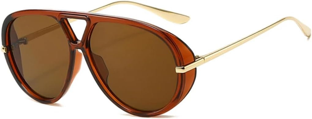 

Популярные модные солнцезащитные очки с двойной перемычкой для женщин, большие солнцезащитные очки в стиле ретро, ​​градиентные очки конфетных цветов, защита от УФ-излучения UV400, мужские очки в стиле панк UUPTTPL, Brown Tea