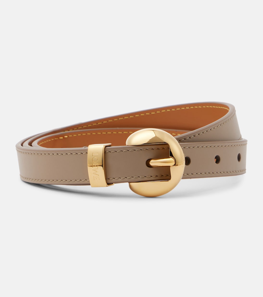 

Кожаный ремень с эффектом гальки Loewe, Sand/Gold