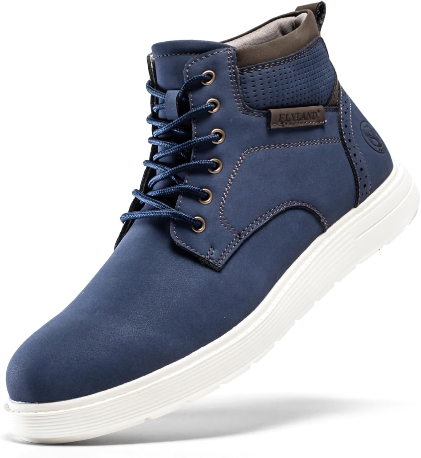 

Мужские модные сникерсы-челси FLYLAND, кожаные ботинки на шнуровке до щиколотки, легкие, нескользящие, для ходьбы, синий