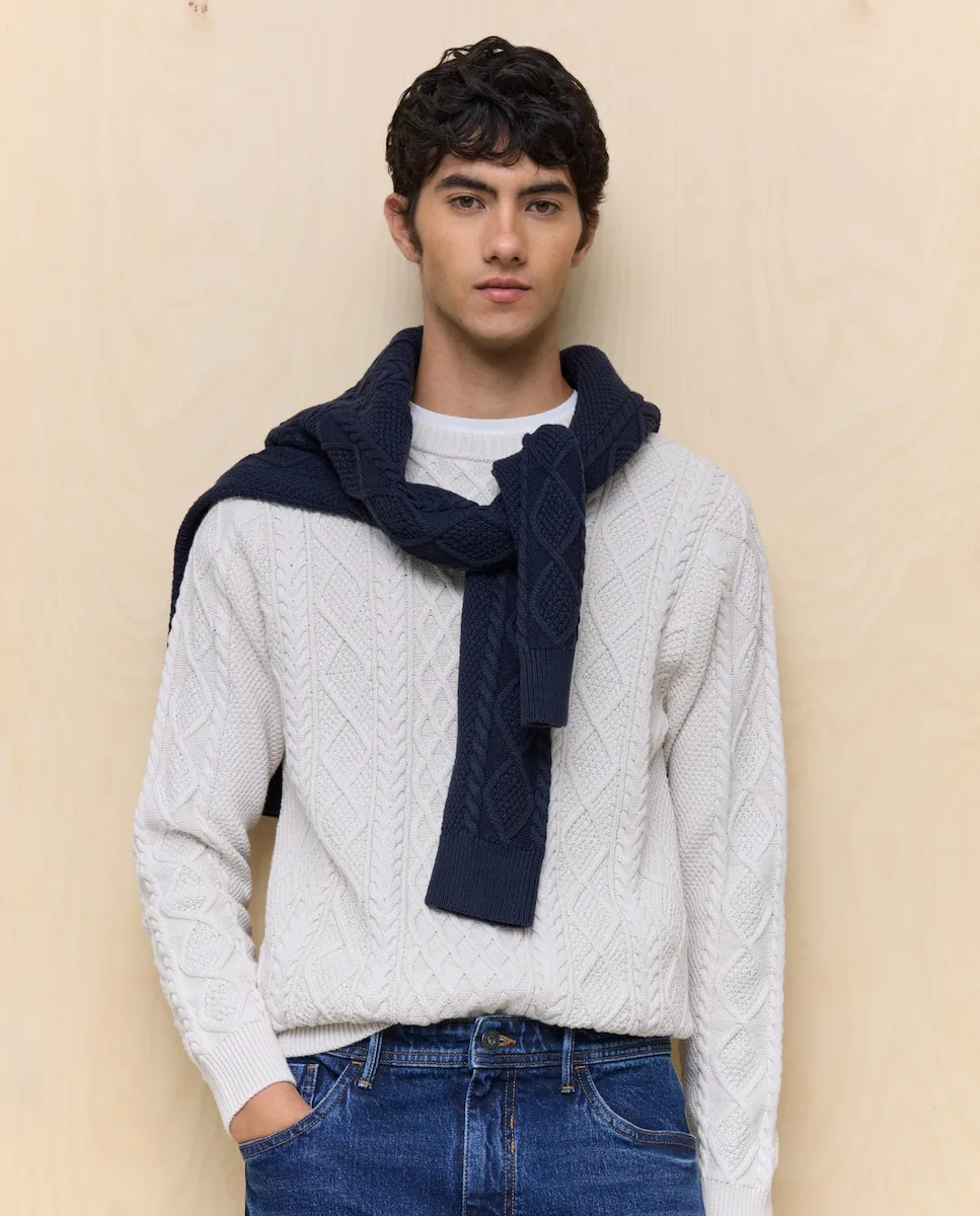 

Мужской свитер с круглым вырезом Easy Wear, экрю