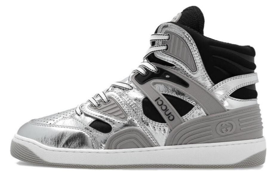 Кроссовки Gucci Basket High, серебряный / черный