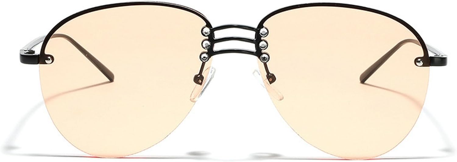 

Винтажные безободковые солнцезащитные очки-пилот из сплава для женщин, 2024 год, градиентные солнцезащитные очки, овальные металлические линзы, черные и коричневые mincl, Orange