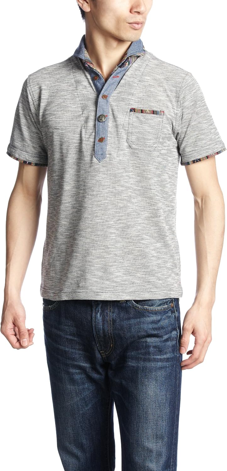 

Поло с двойным воротником из меланжевой пике от Meki Rug Power To The People, темно-синий