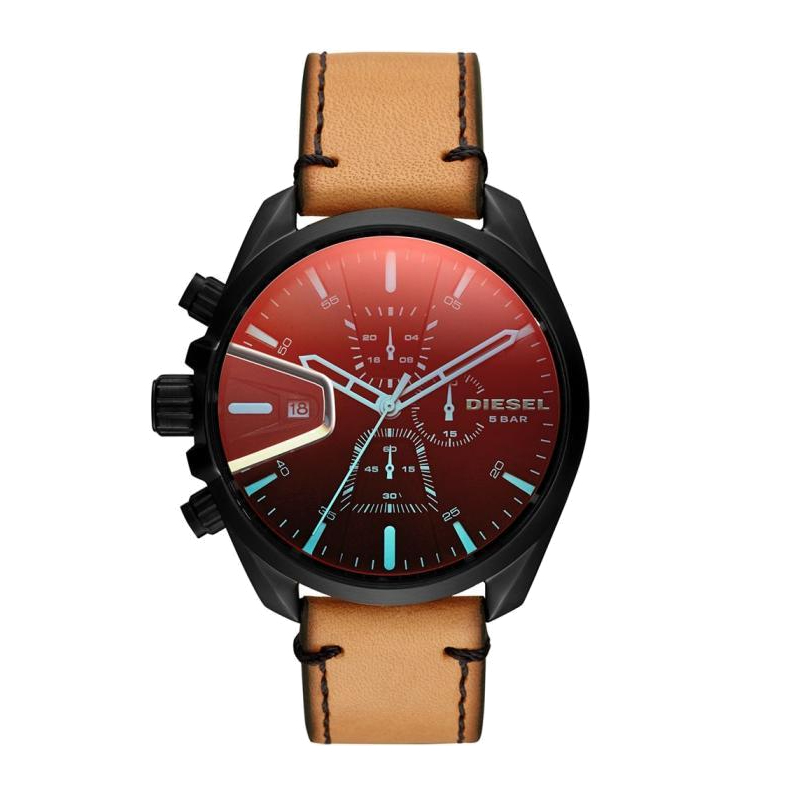 

DIESEL Часы Wrist Watch Quartz Movement Leather Watch Bands 47mm Black Dial Men's Watch, Black Dial