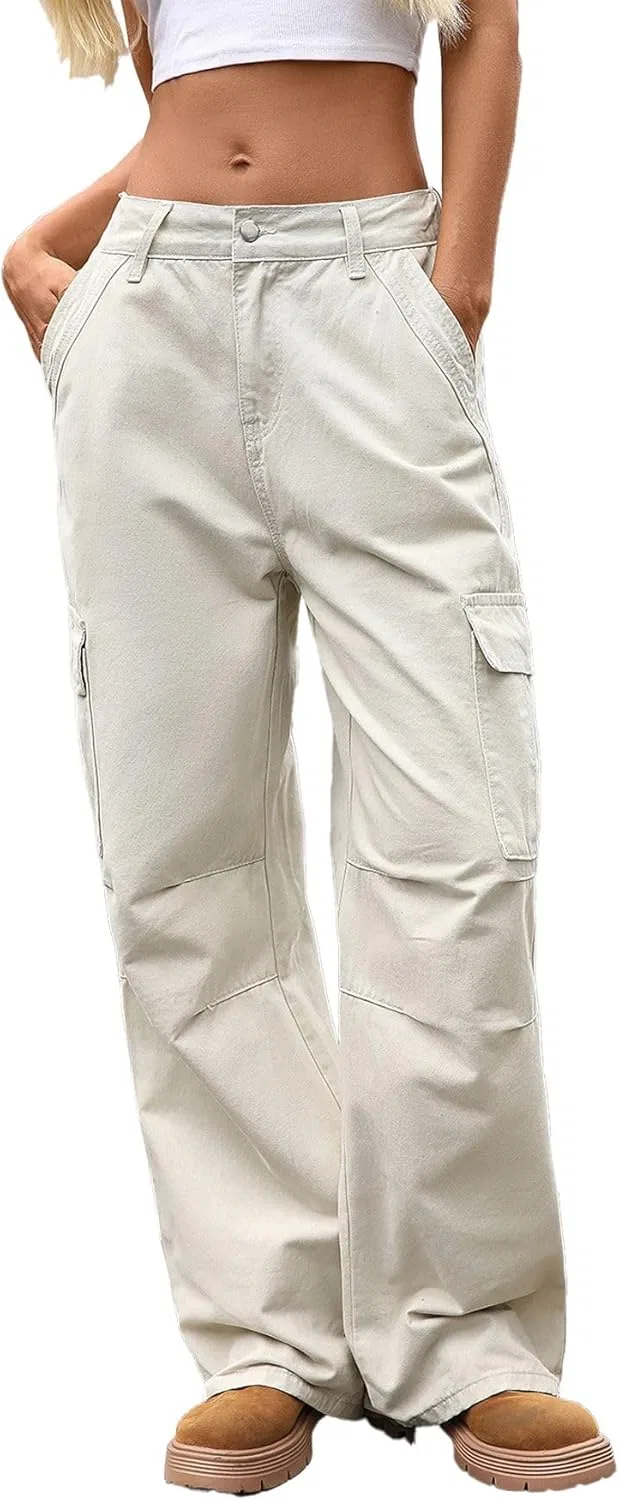 Джинсы карго широкие, Stretchy Cargo Pants, Light Khaki