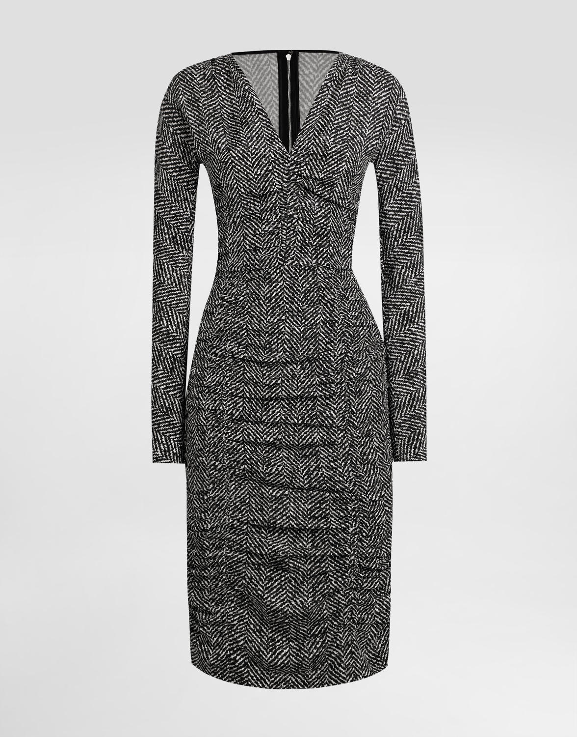 

Платье миди из кадди с принтом "елочка" Dolce & Gabbana, мультиколор