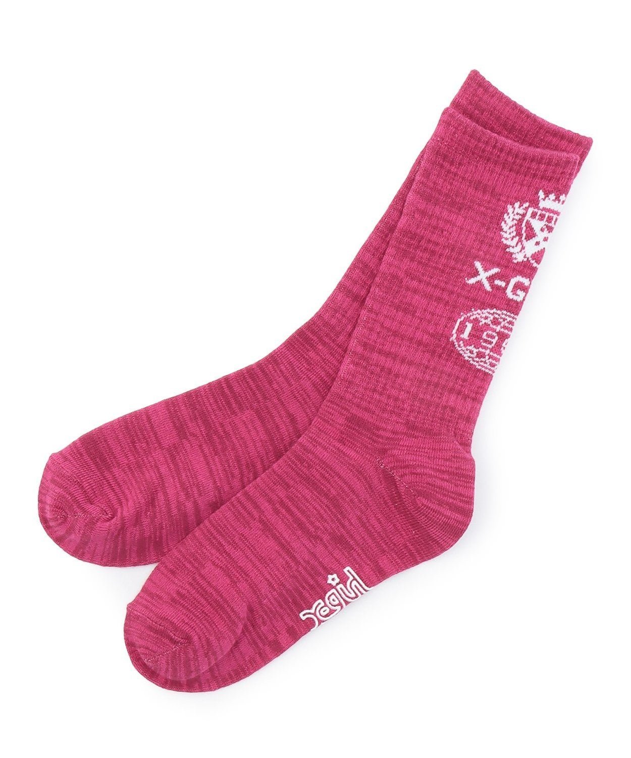 Меланжевые носки с логотипом сзади X-girl Stages, Deep Pink