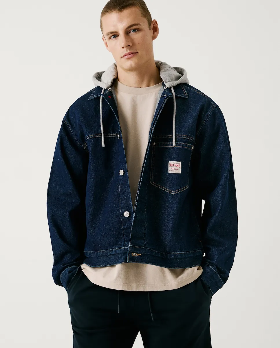 

Мужская джинсовая куртка свободного кроя с регулируемым капюшоном Pepe Jeans, синий