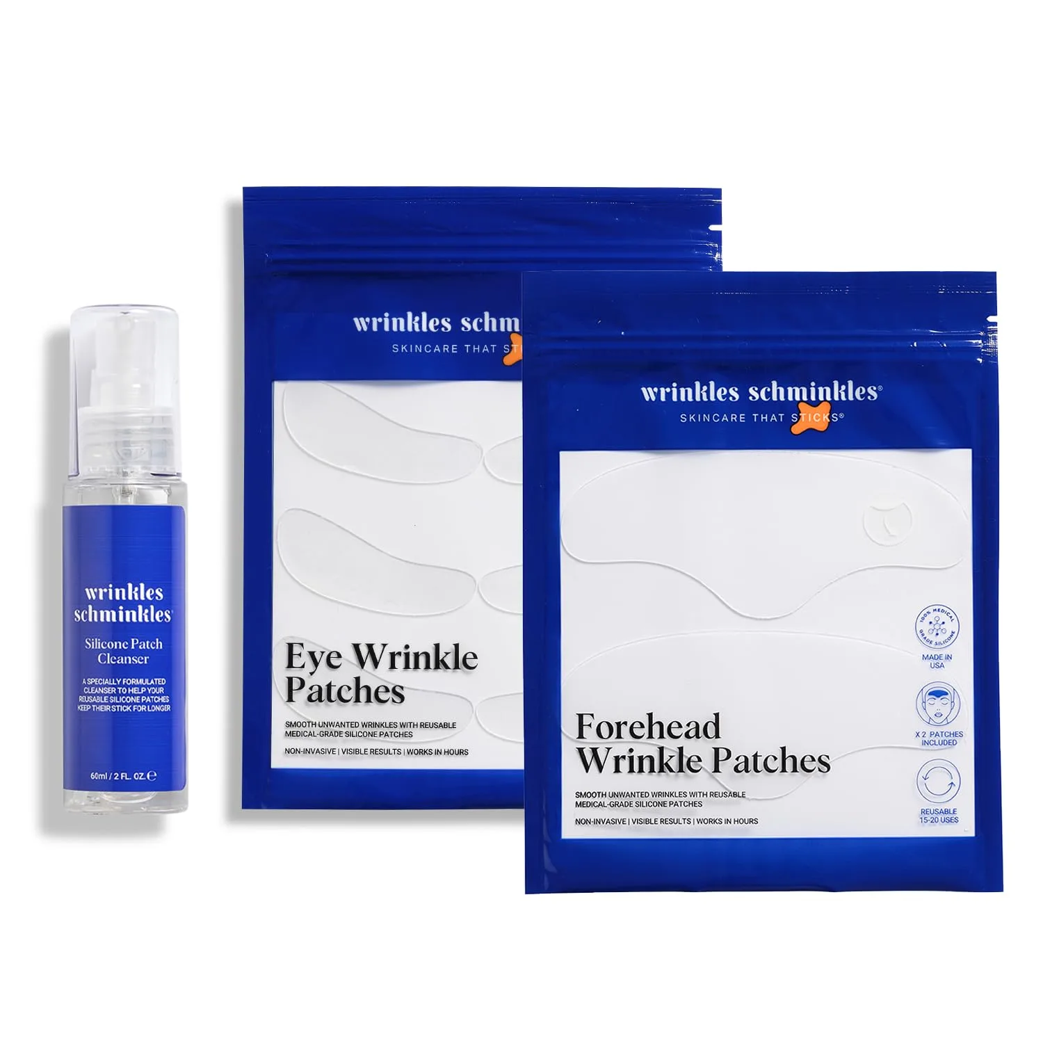 Набор для ухода за лицом Wrinkles Schminkles Faux-Tox: силиконовые патчи для очищения, патчи от морщин на лбу и под глазами.