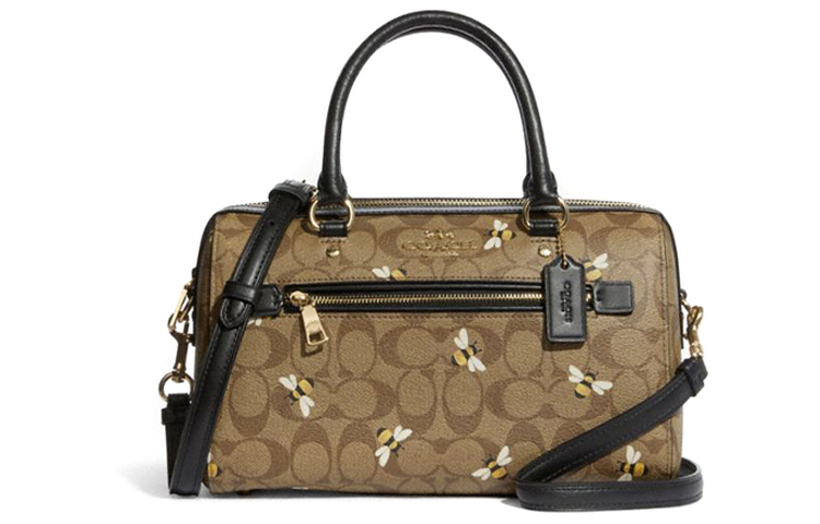 

COACH Рюкзак Rowan Canvas With Leather, наплечная сумка, кросс-боди большая женская khaki & black