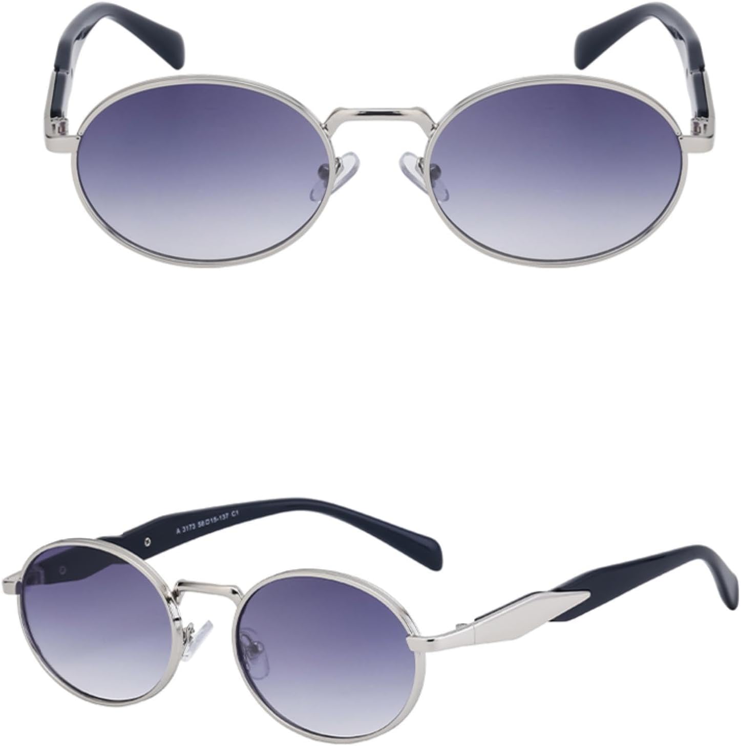 

Овальные солнцезащитные очки в металлической оправе для женщин и мужчин, модные, маленькие, круглые, в стиле панк, винтажные, с защитой от УФ-излучения UV400 TVTBBVV, C4whitegray