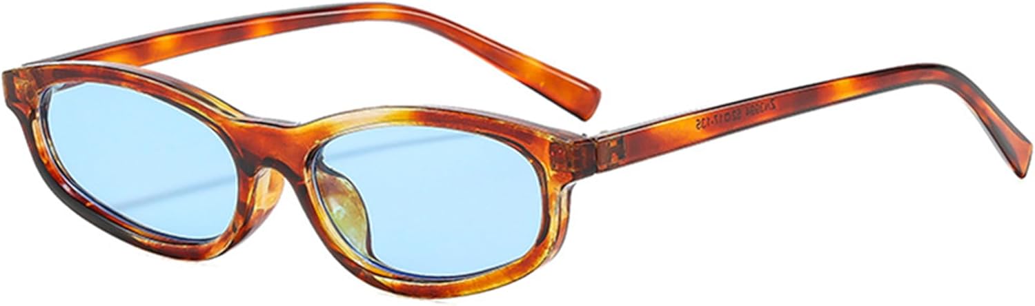 

Солнцезащитные очки Bullabulling в стиле ретро, ​​овальные и квадратные, для женщин, модные узкие солнцезащитные очки в стиле Y2k, дизайнерские солнцезащитные очки, Leopard Blue