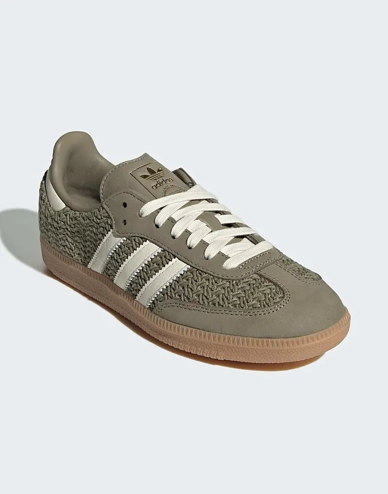 Кроссовки Adidas Originals Samba OG зеленого цвета, связанные крючком
