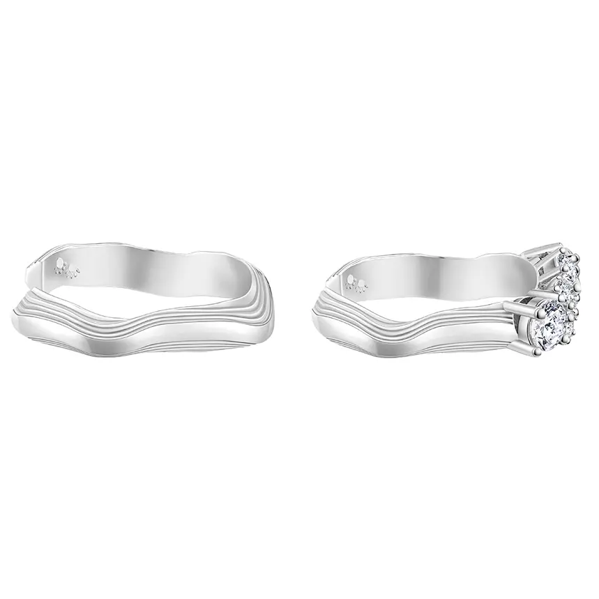 

BABAMA Кольцо из стерлингового серебра 925 пробы с покрытием из белого золота Unisex